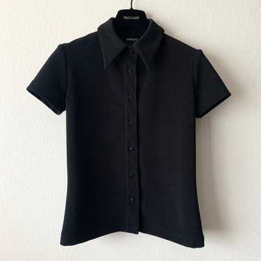 Vintage thick button up t shirt blouse - image 1