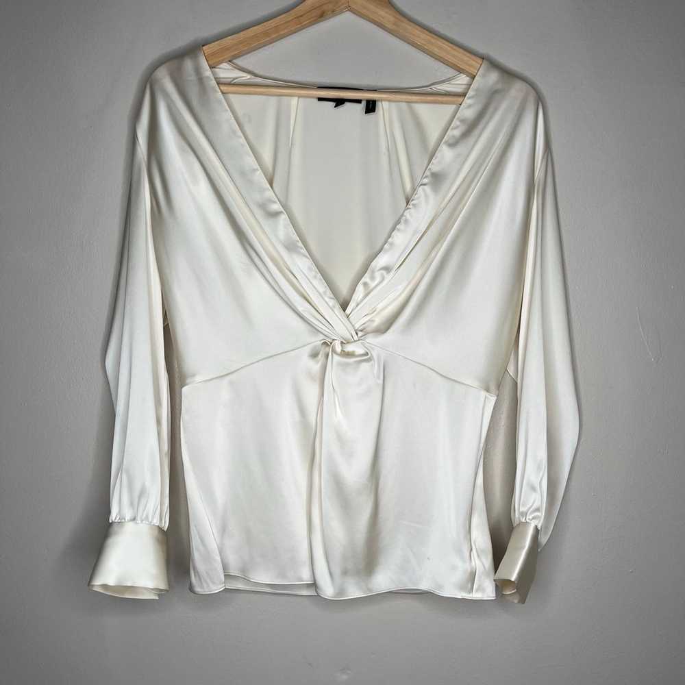 Theory Cream Twist Blouse in Satin Size 6 - image 1