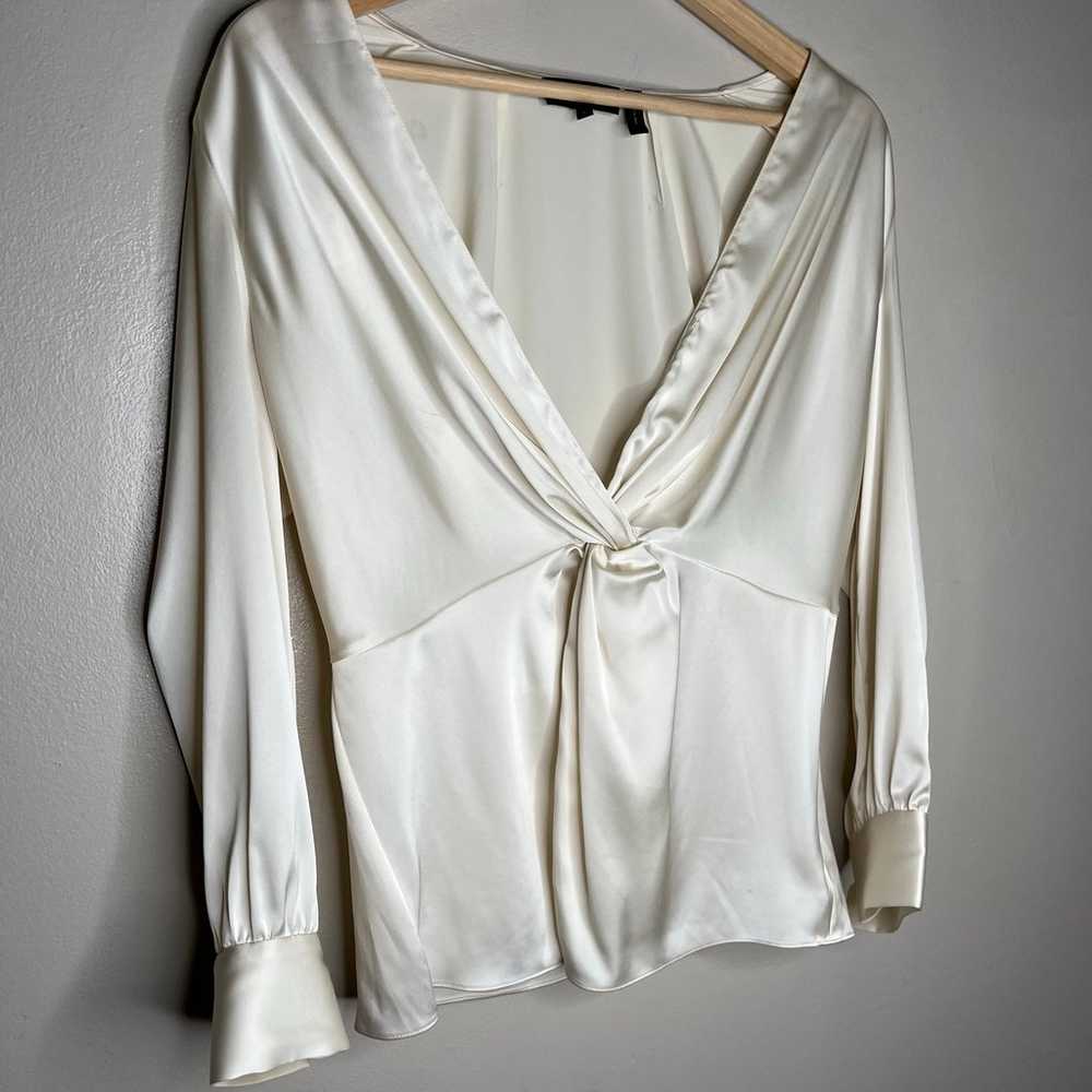 Theory Cream Twist Blouse in Satin Size 6 - image 2