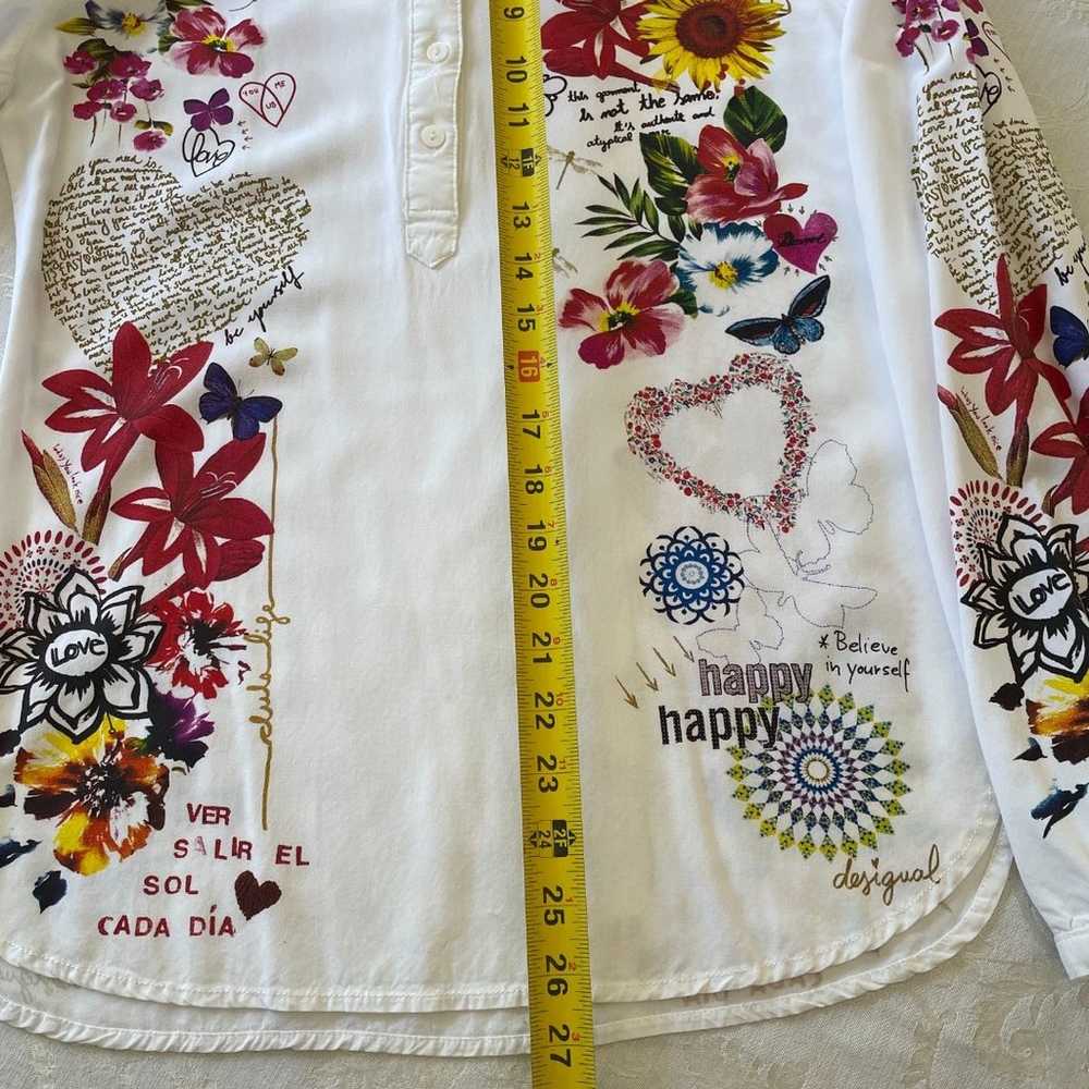 DESIGUAL New White Colorful Floral Top, Size S - image 12