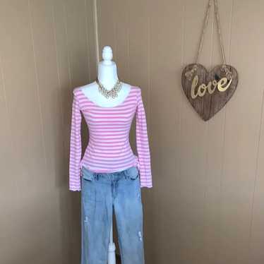 Betsey Johnson pink striped top sz.S
