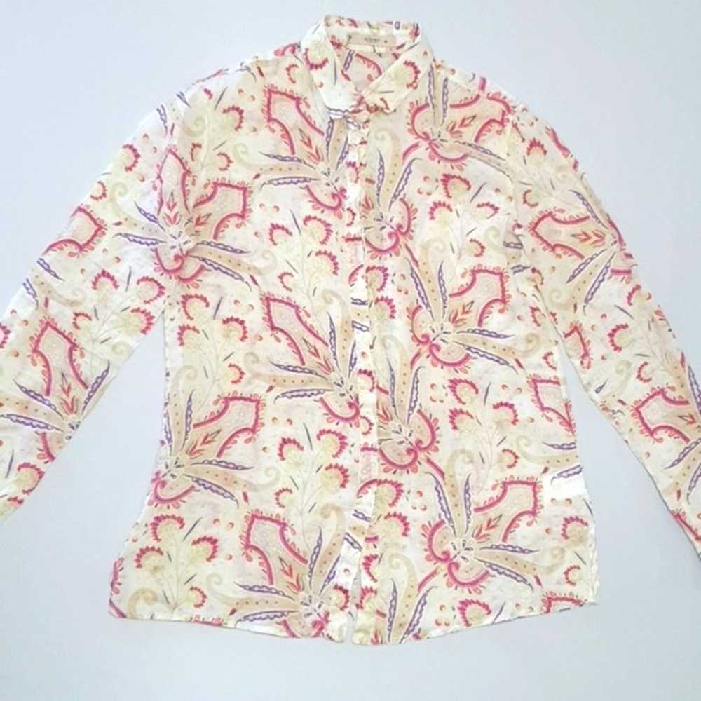 Etro Ramie Multicolor Paisley Button down Shirt S… - image 1