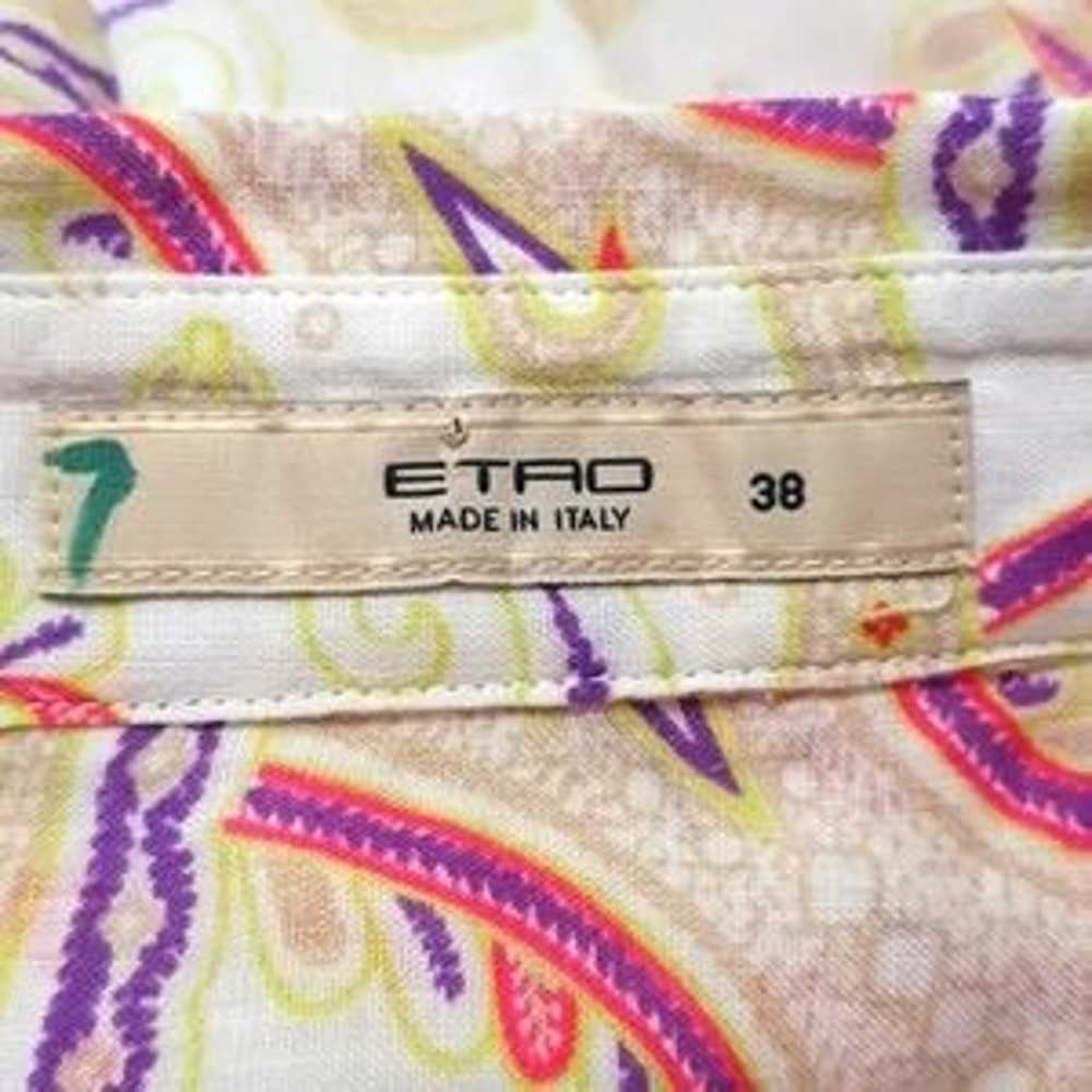 Etro Ramie Multicolor Paisley Button down Shirt S… - image 4