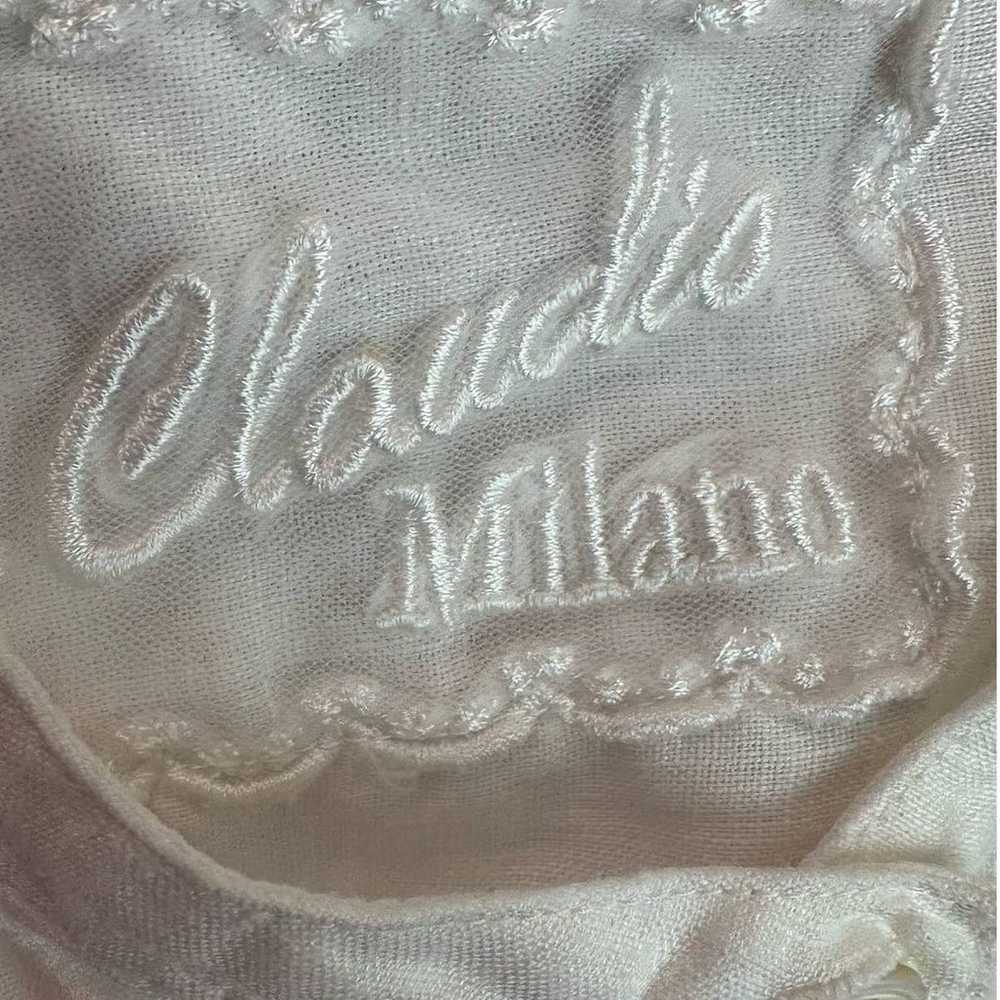 Claudio Milano white Italian linen pleated button… - image 6