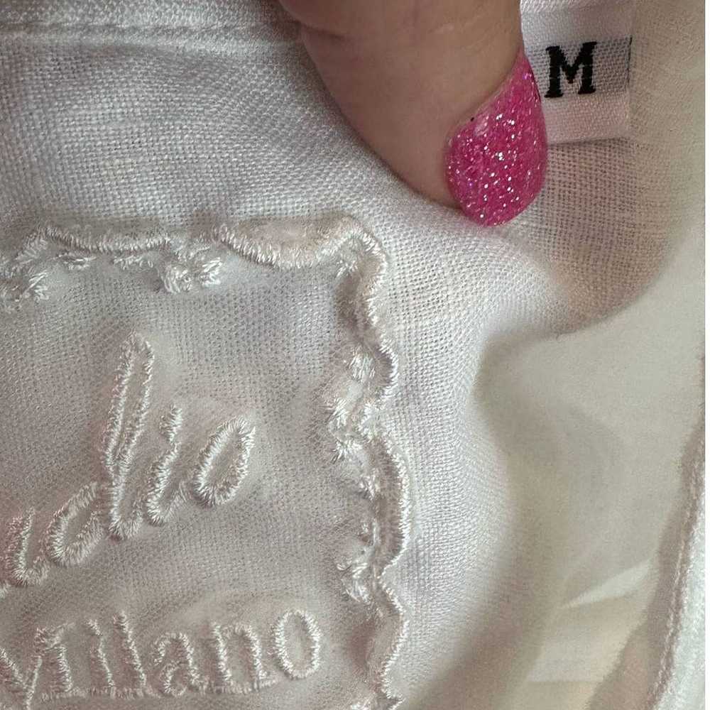 Claudio Milano white Italian linen pleated button… - image 7