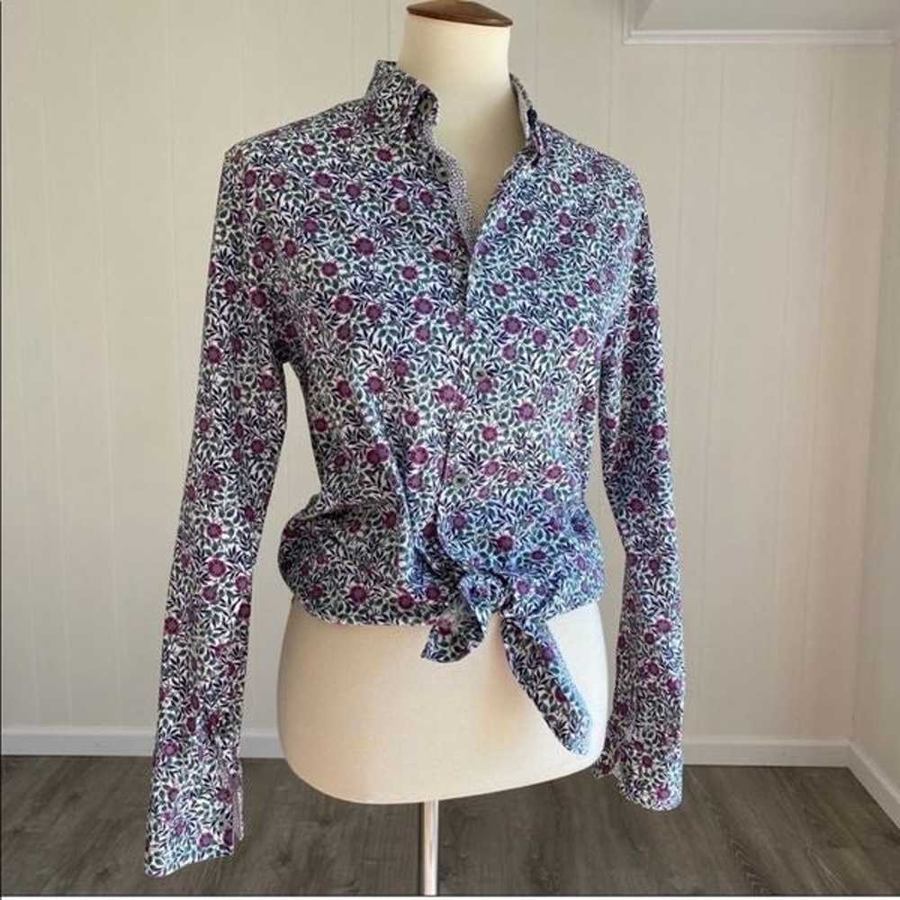 Ted Baker Button Down Blouse Purple Floral - image 3