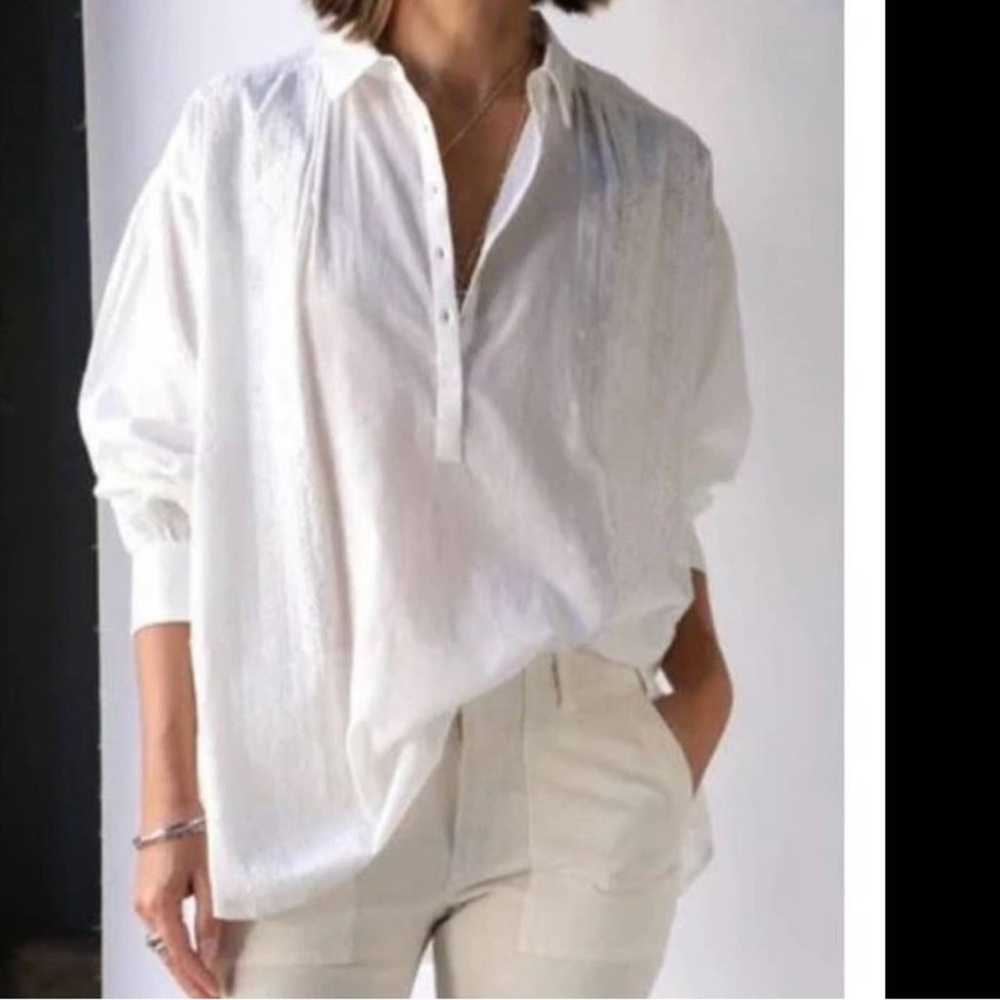 Nili Lotan Selene Embroidered Cotton White Blouse… - image 11