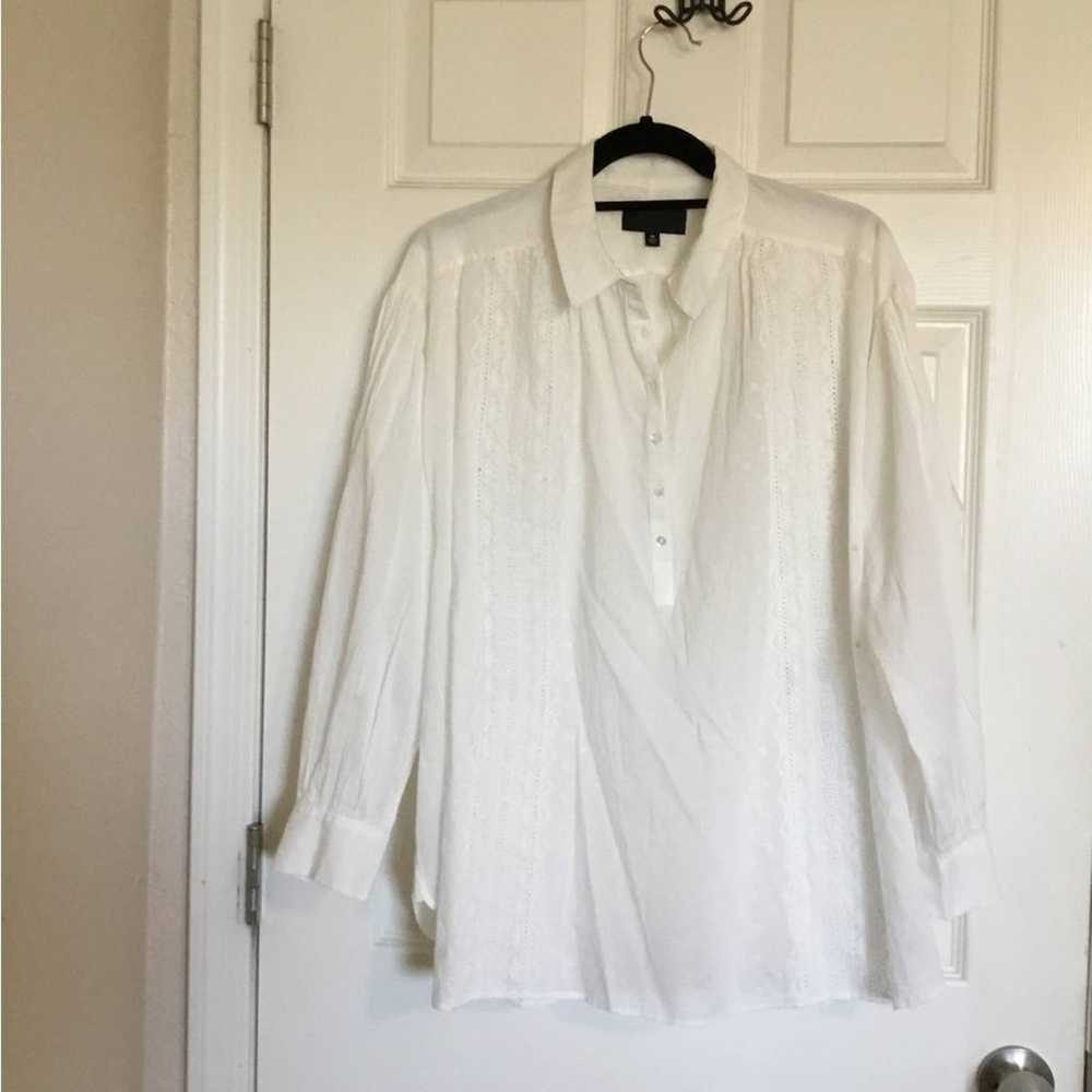 Nili Lotan Selene Embroidered Cotton White Blouse… - image 2
