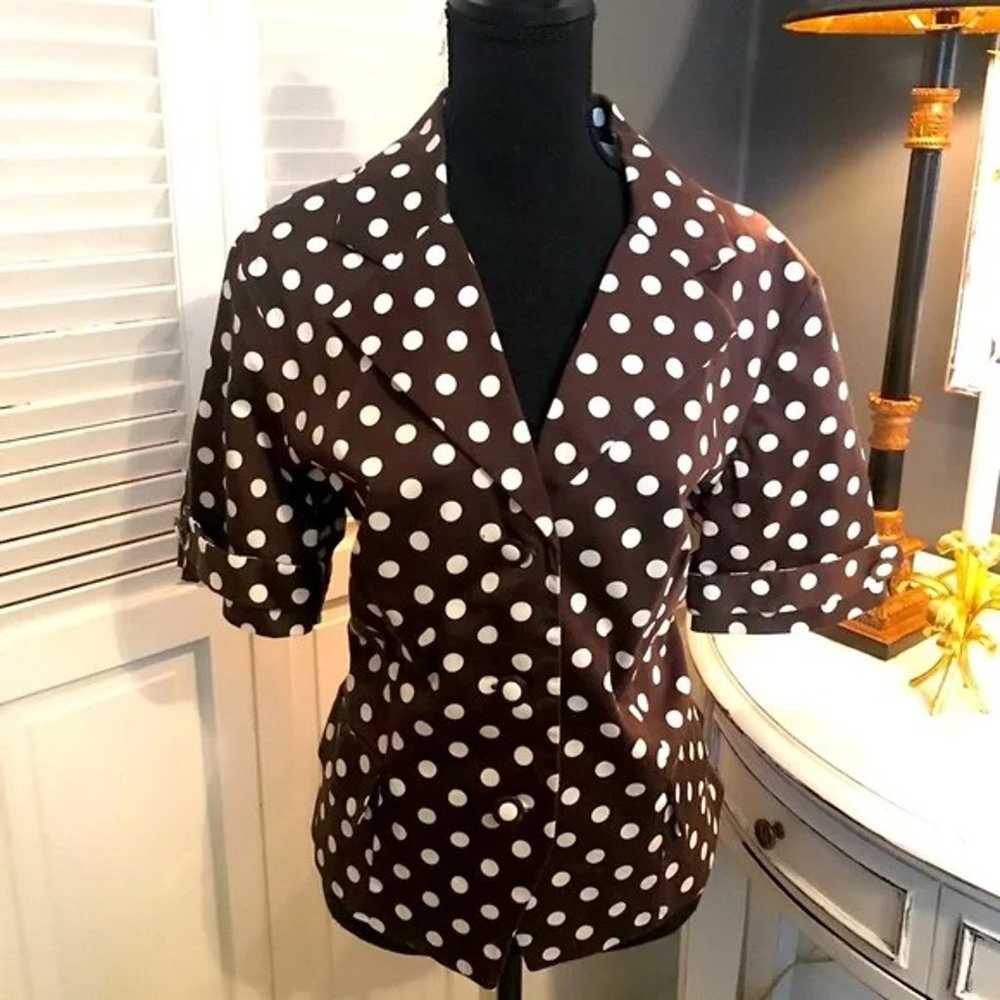 PERCEPTIONS VINTAGE Brown Polka Dot Shirt - image 1