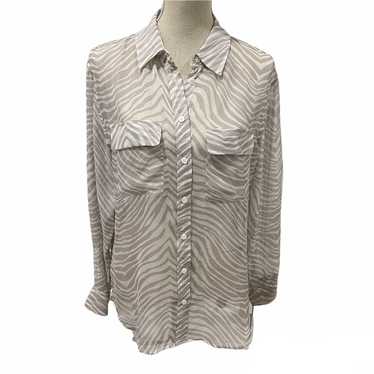 Equipment Femme Zebra Sheer Print 100% Silk Shirt… - image 1