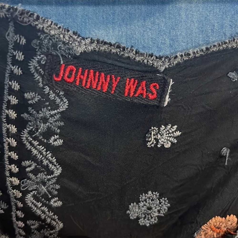 JOHNNY WAS Bennett Black Embroidered Georgette Bl… - image 5