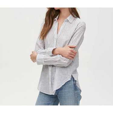 Michael Stars Joanna Navy Stripes Button Down Shir