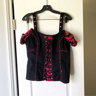Y2k Vintage Black + Red Floral Bustier Top [XL] – The Diamond Hanger