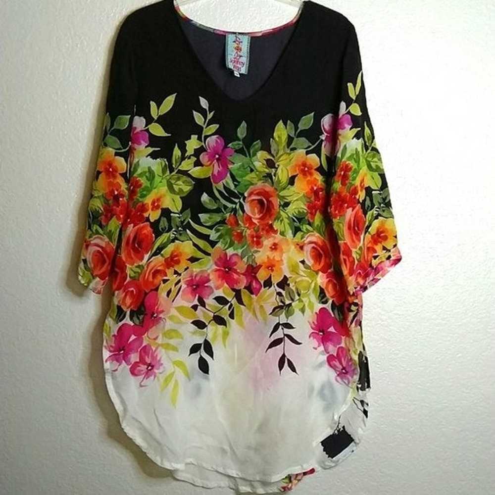 Johnny Was Betty blouse tunic top floral boho sz S - image 1