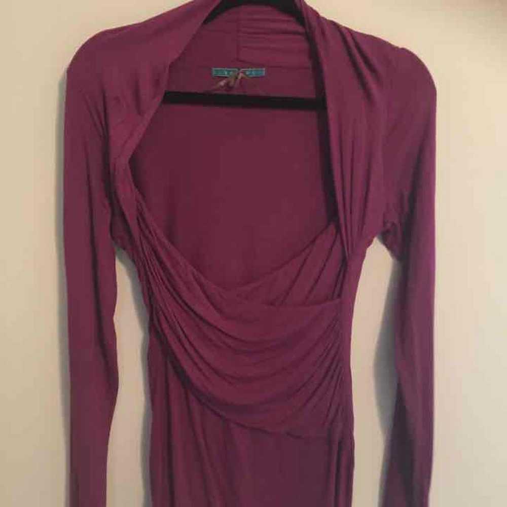 Purple low cut wrap style blouse - image 1