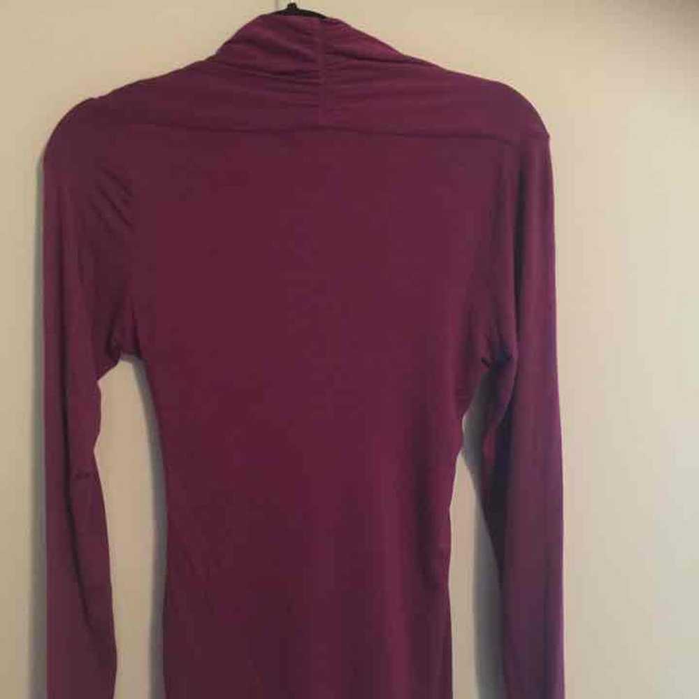 Purple low cut wrap style blouse - image 3