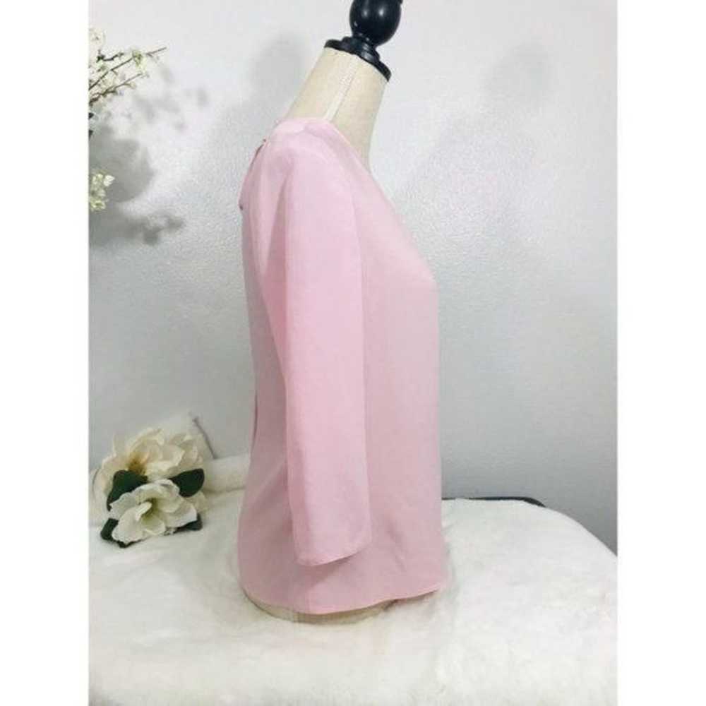 PRADA Top Pink Blouse 3/4 Sleeve Bow Tie Crew Nec… - image 4
