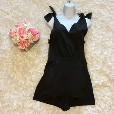 Tie Shoulder Black Romper