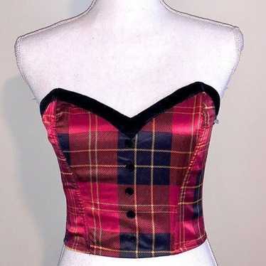 Victoria's Secret Womens Corset Red Size Large Vintage 90s Silk Strapless Plaid cheapest