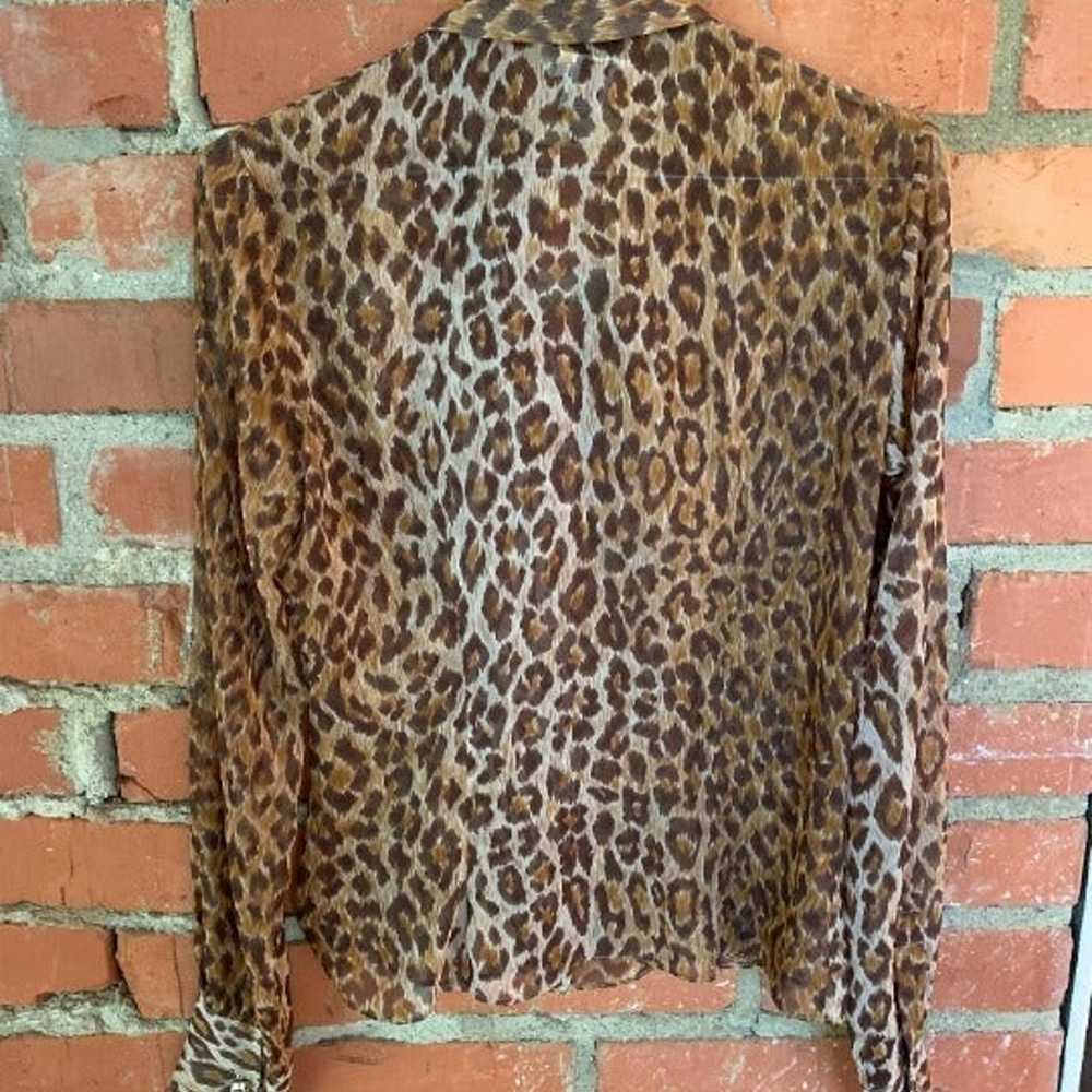 D&G Sheer Leopard Print Blouse w/Crystal Buttons … - image 1