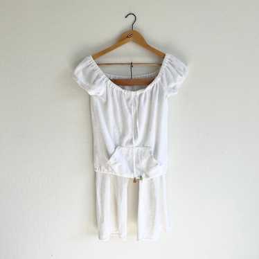 Vtg Y2K Juicy Couture Terry Cloth Set White Top P… - image 1