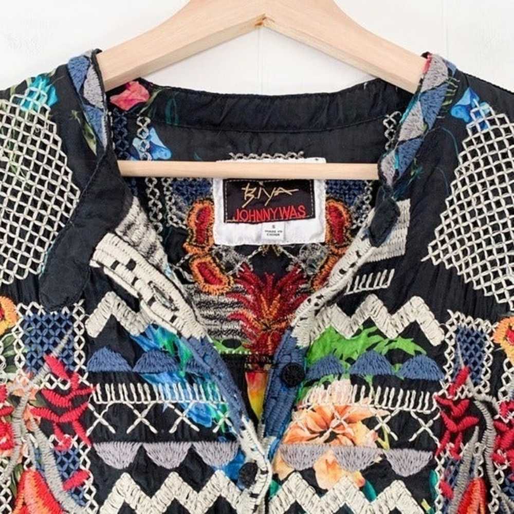 Johnny Was Veda Blouse Silk Floral Embroidered Top - image 2