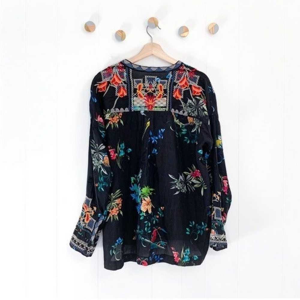 Johnny Was Veda Blouse Silk Floral Embroidered Top - image 8