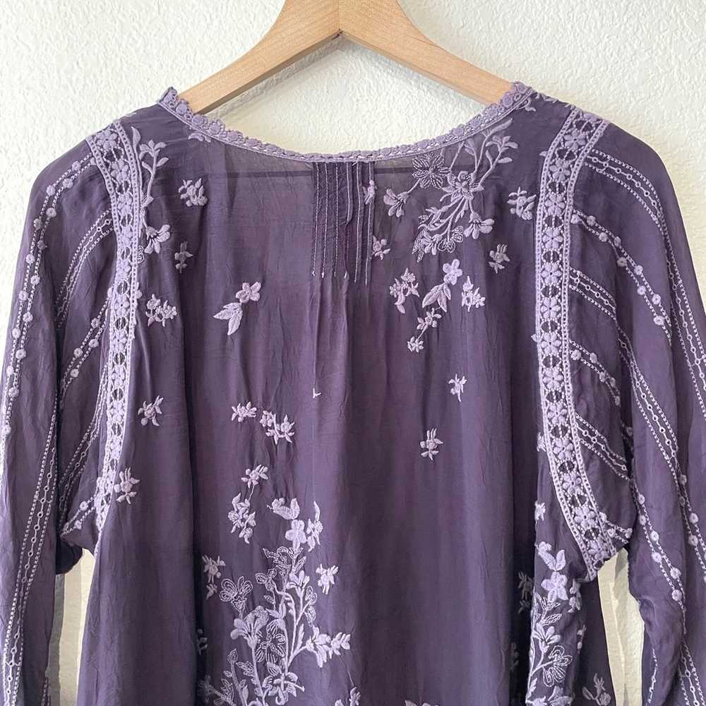 Johnny Was Crochet Trim Embroidered Tunic Blouse - image 10
