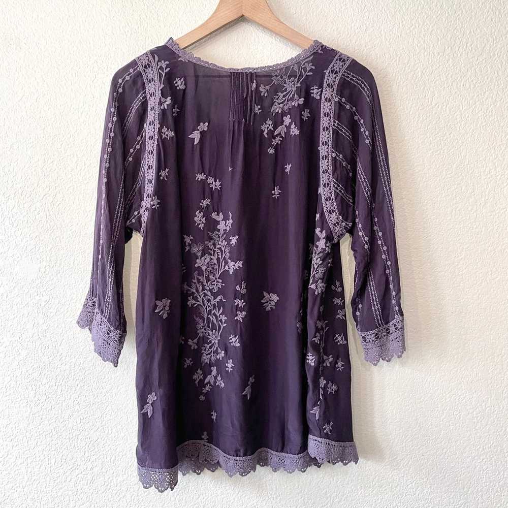Johnny Was Crochet Trim Embroidered Tunic Blouse - image 9