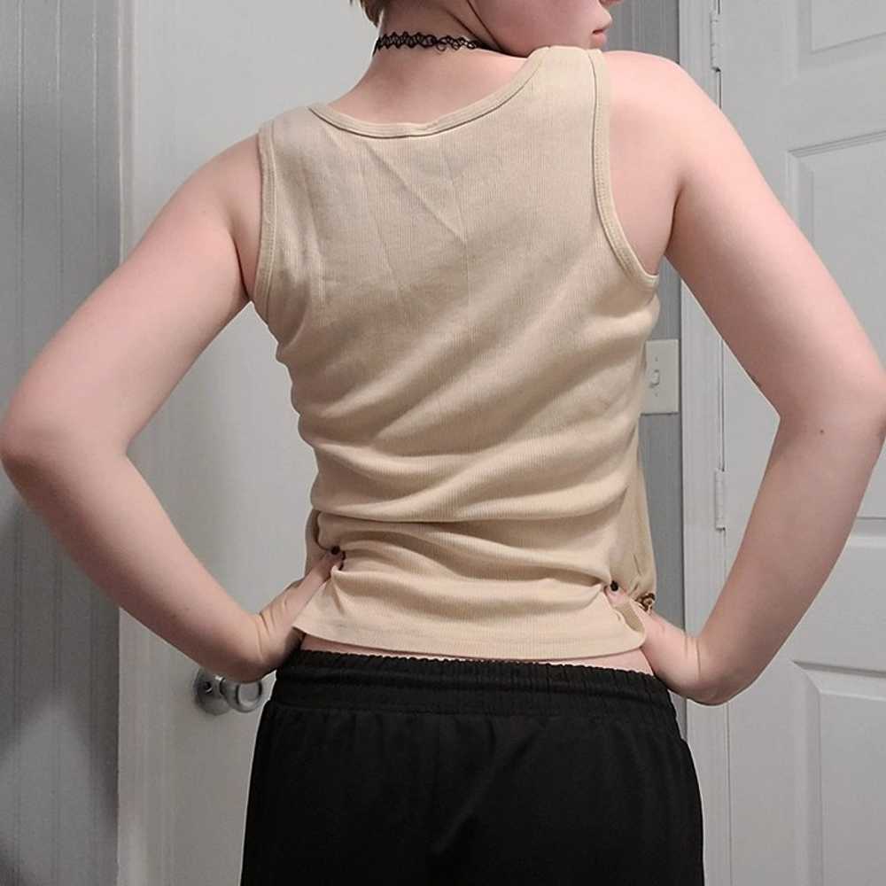 90s tan gold and brown butterfly tank top - image 2