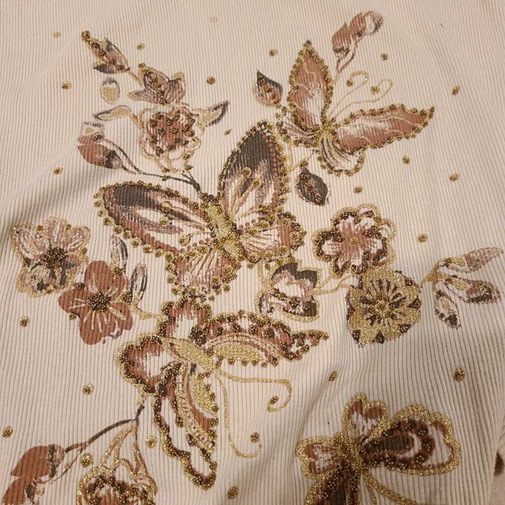 90s tan gold and brown butterfly tank top - image 5