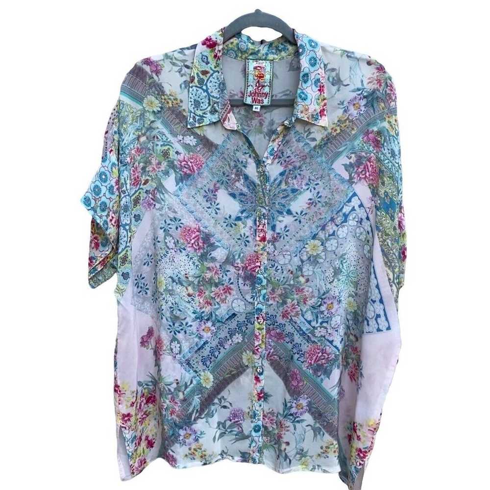 Johnny Was Women's Blouse Short Sleeve Floral But… - image 1