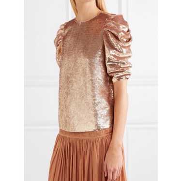 Ulla Johnson Rose Gold Sequin Rae Blouse Sz 0 - image 1