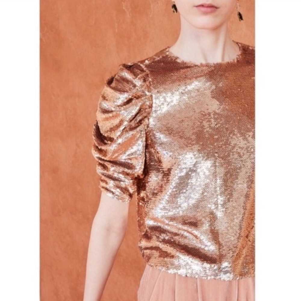 Ulla Johnson Rose Gold Sequin Rae Blouse Sz 0 - image 4