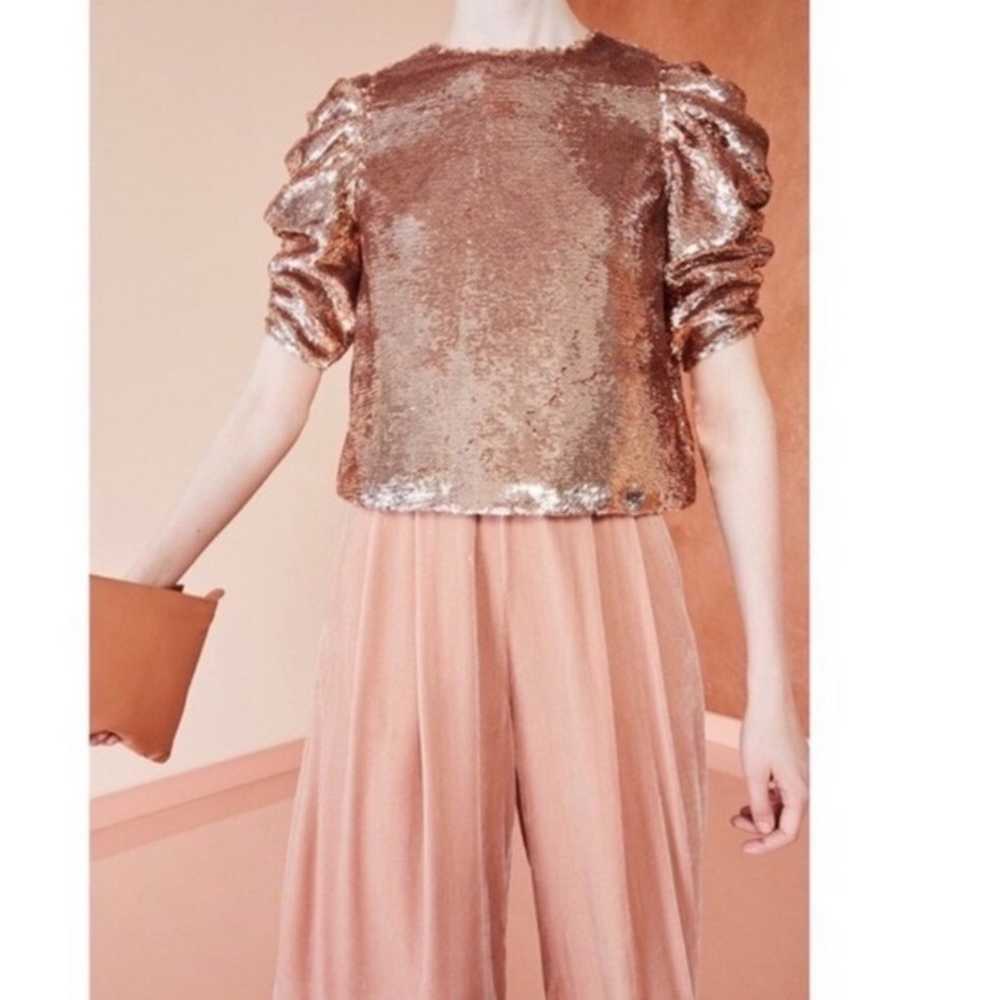 Ulla Johnson Rose Gold Sequin Rae Blouse Sz 0 - image 5