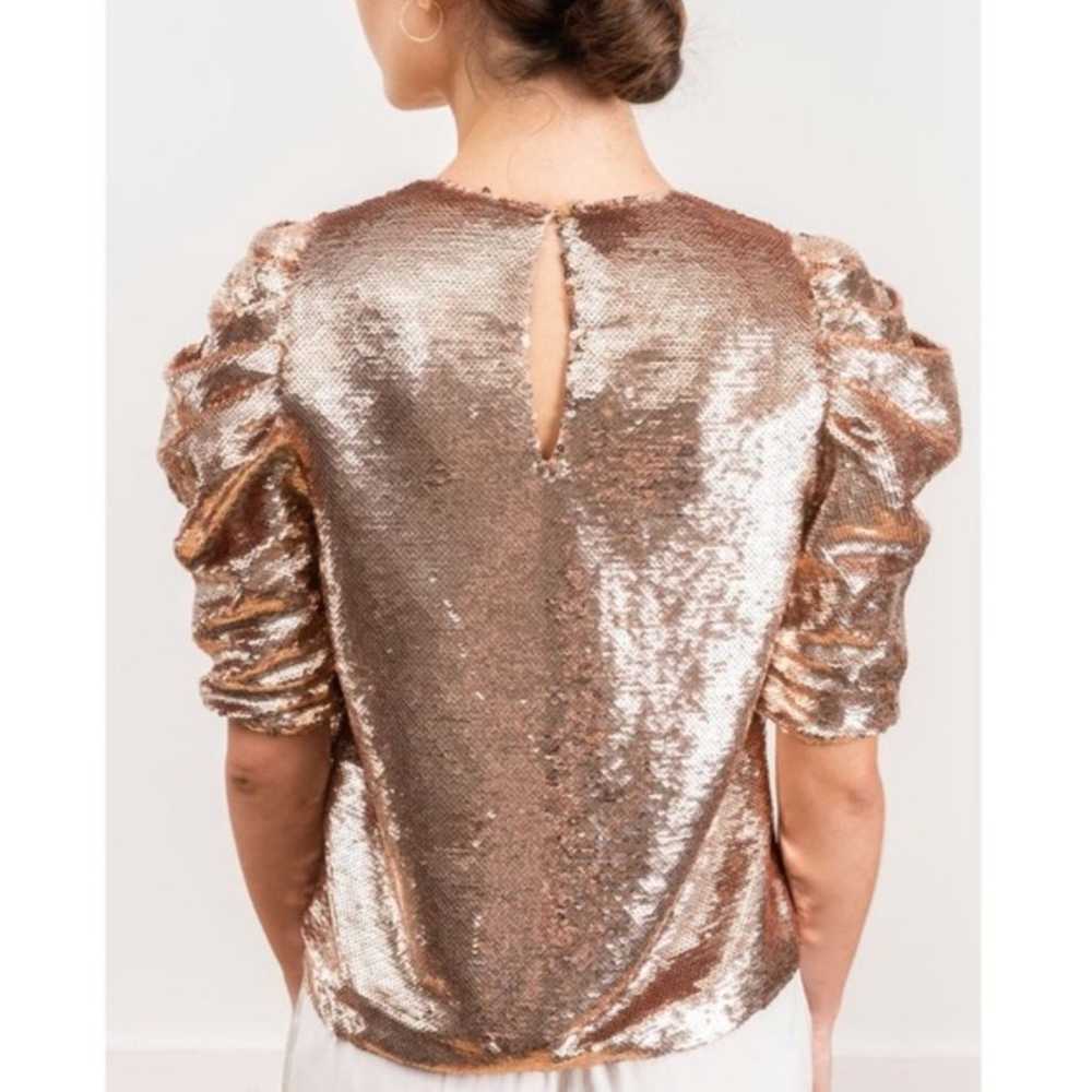 Ulla Johnson Rose Gold Sequin Rae Blouse Sz 0 - image 6