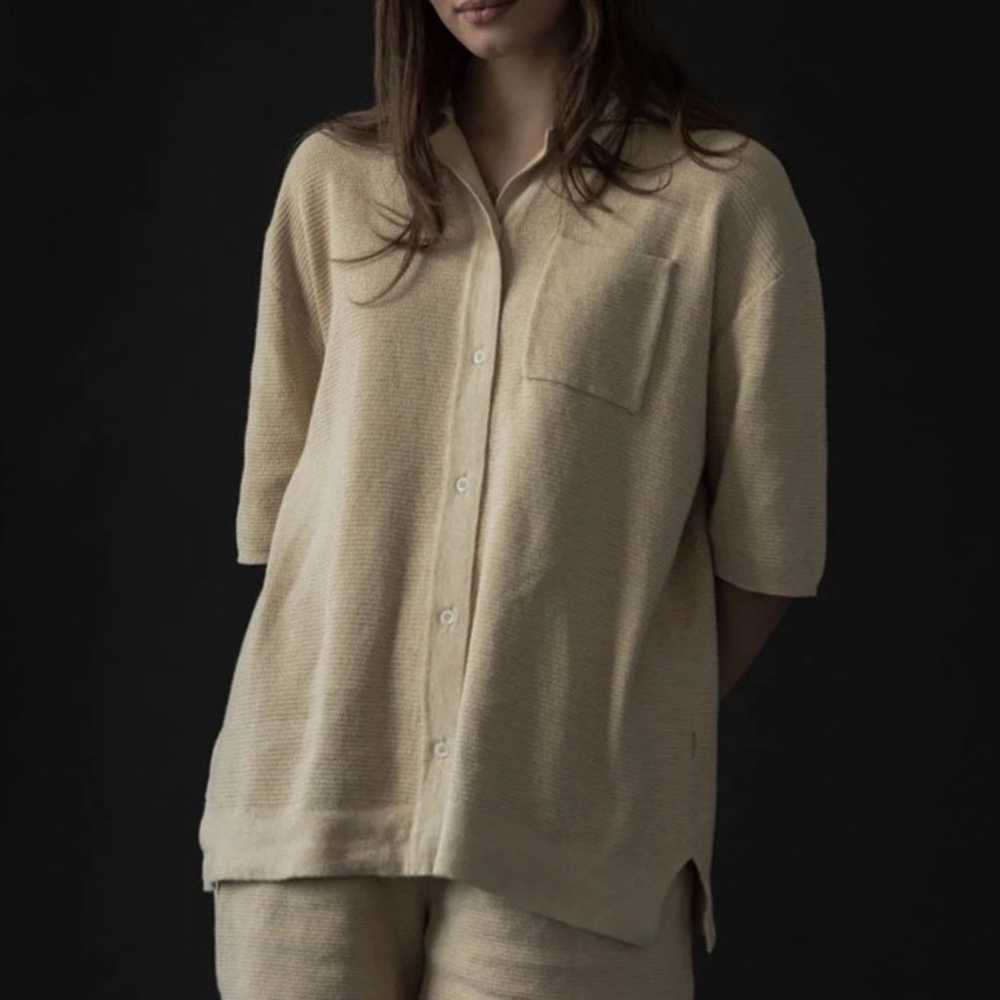 James Street Co. Waffle Button Up in linen (unise… - image 5