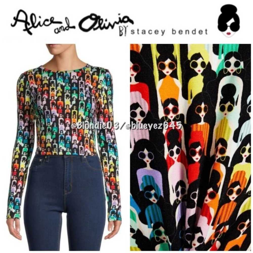 Alice + Olivia “Delaina” crop top in Stace face r… - image 1