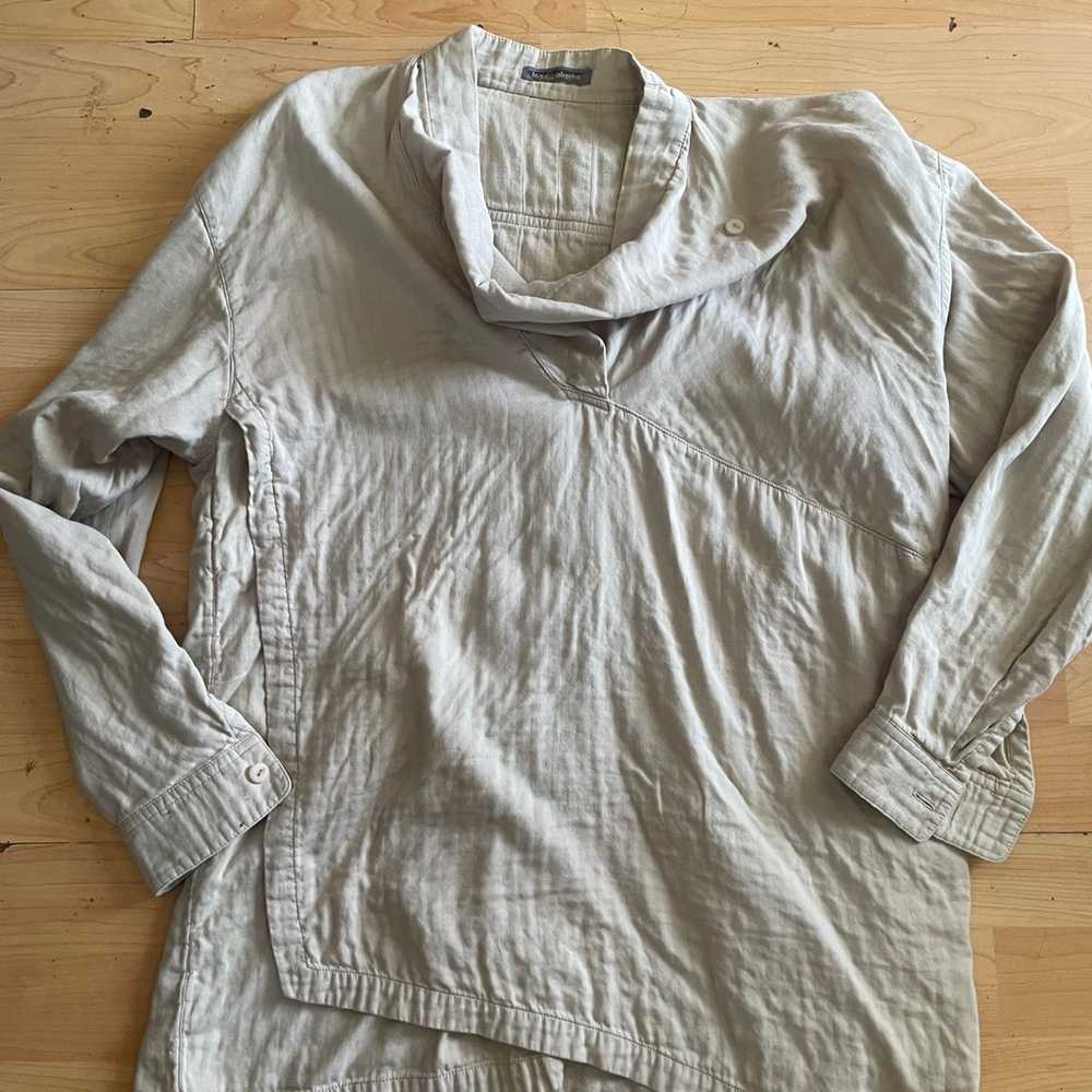 ISSEY MIYAKE tan Long Sleeve Linen Tunic Size M/L… - image 1