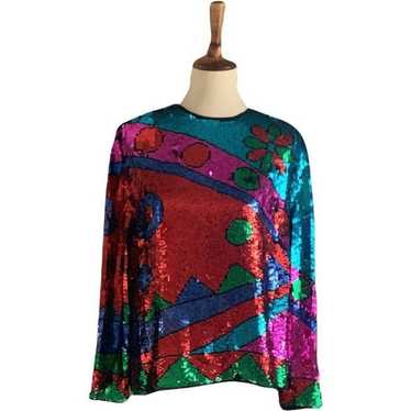 80s Vintage Sequin Top by Avalon - image 1