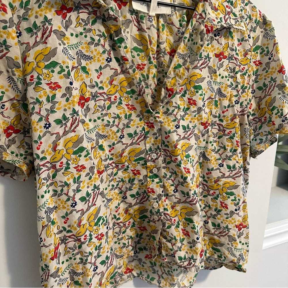 THE GREAT. Cream Yellow Floral Cotton Blouse 3 La… - image 11