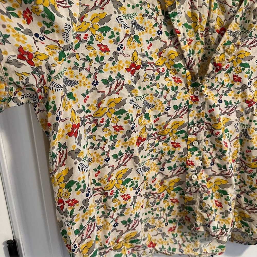 THE GREAT. Cream Yellow Floral Cotton Blouse 3 La… - image 7