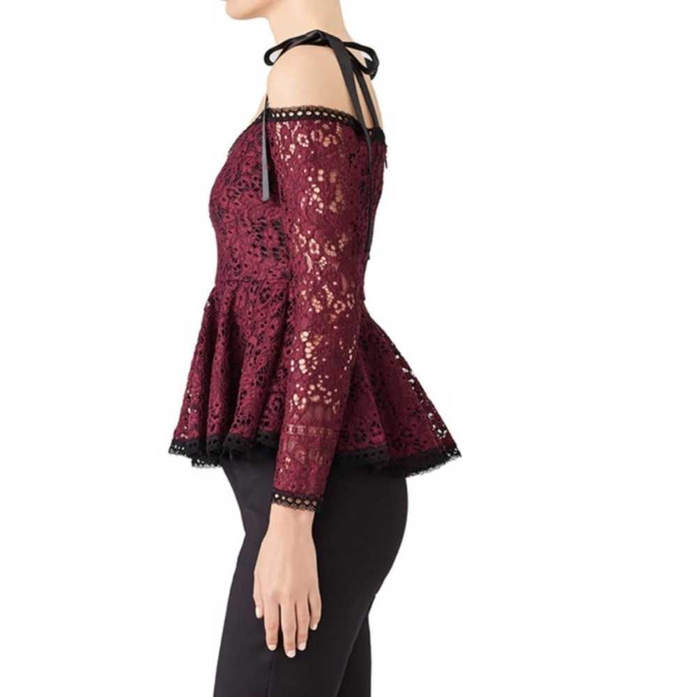 Alexis Krysten burgundy lace off the shoulder top - image 5