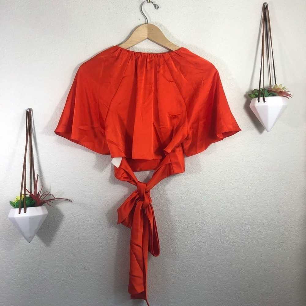Diane Von Furstenburg orange satin plunge wrap cr… - image 7