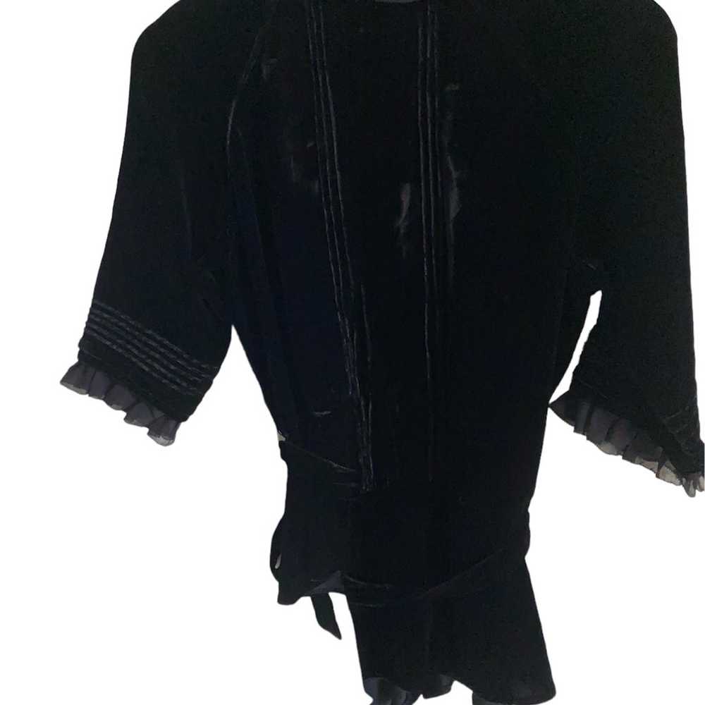 Vivienne Tam Silk Blend Black Velvet Appliqué Ruf… - image 10