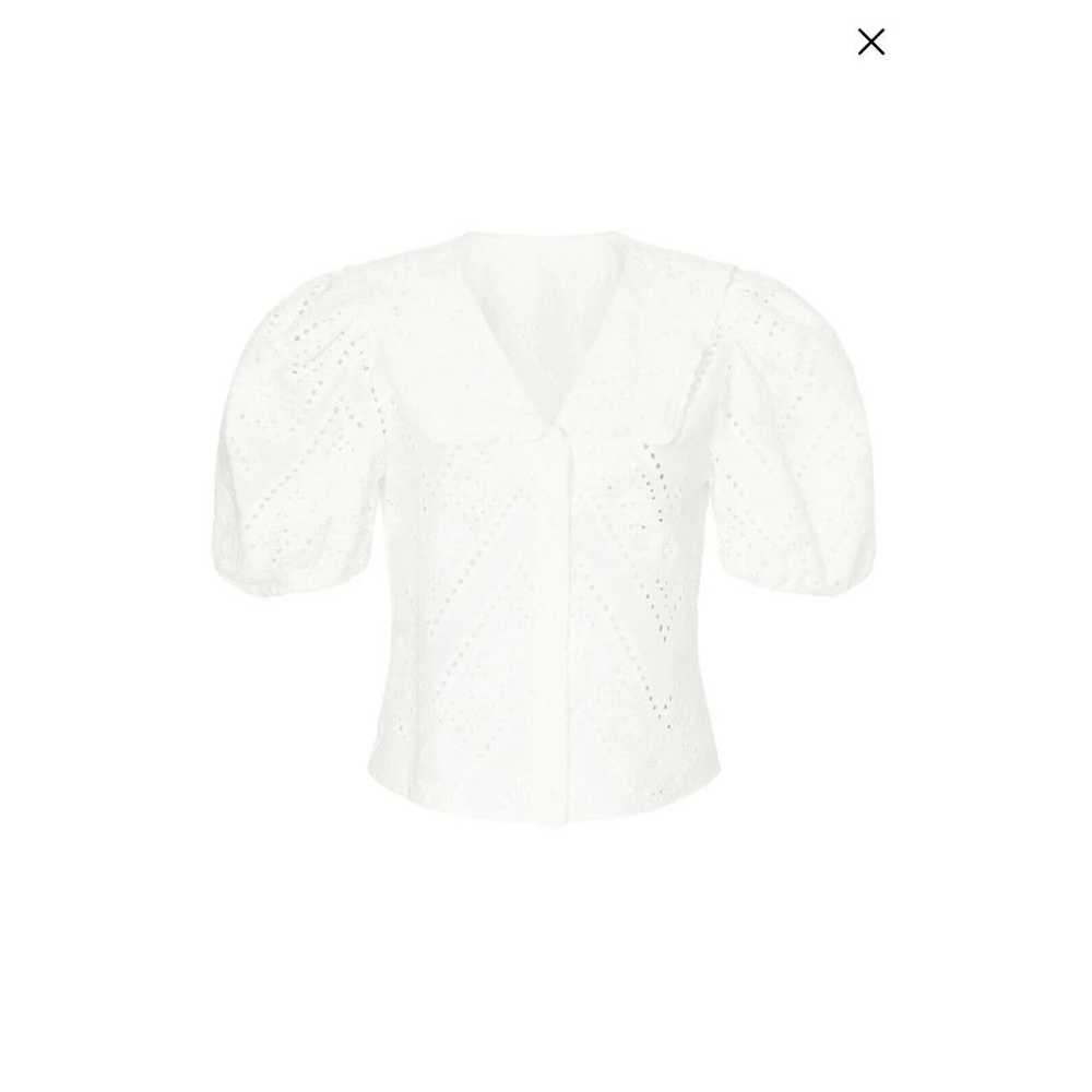 maje cotton embroidery White Puff Sleeve Top Size… - image 3
