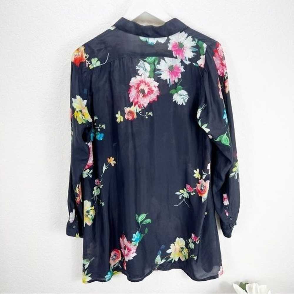 Johnny Was Blue Floral Silk Button Down Top Size … - image 6