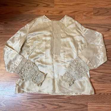 Antique Silk Lace Blouse Shirt Victorian - image 1