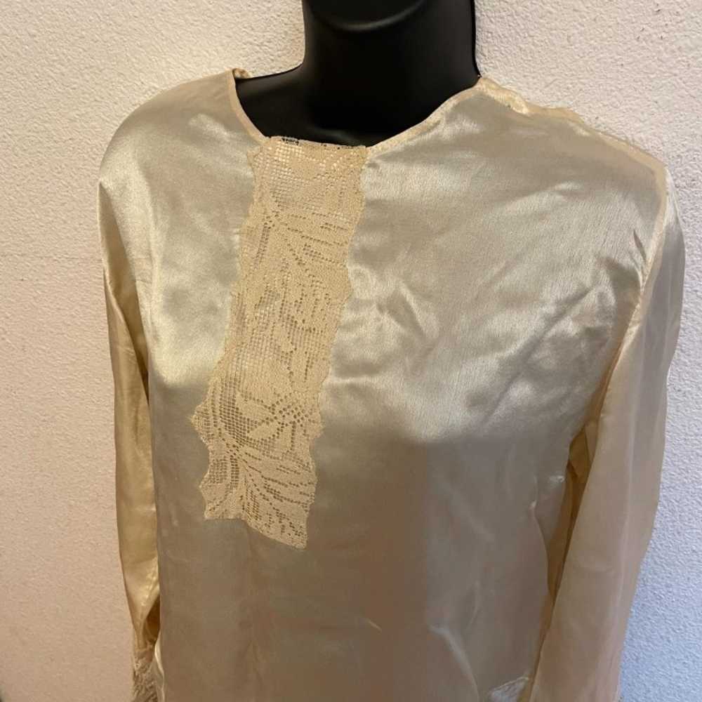 Antique Silk Lace Blouse Shirt Victorian - image 3