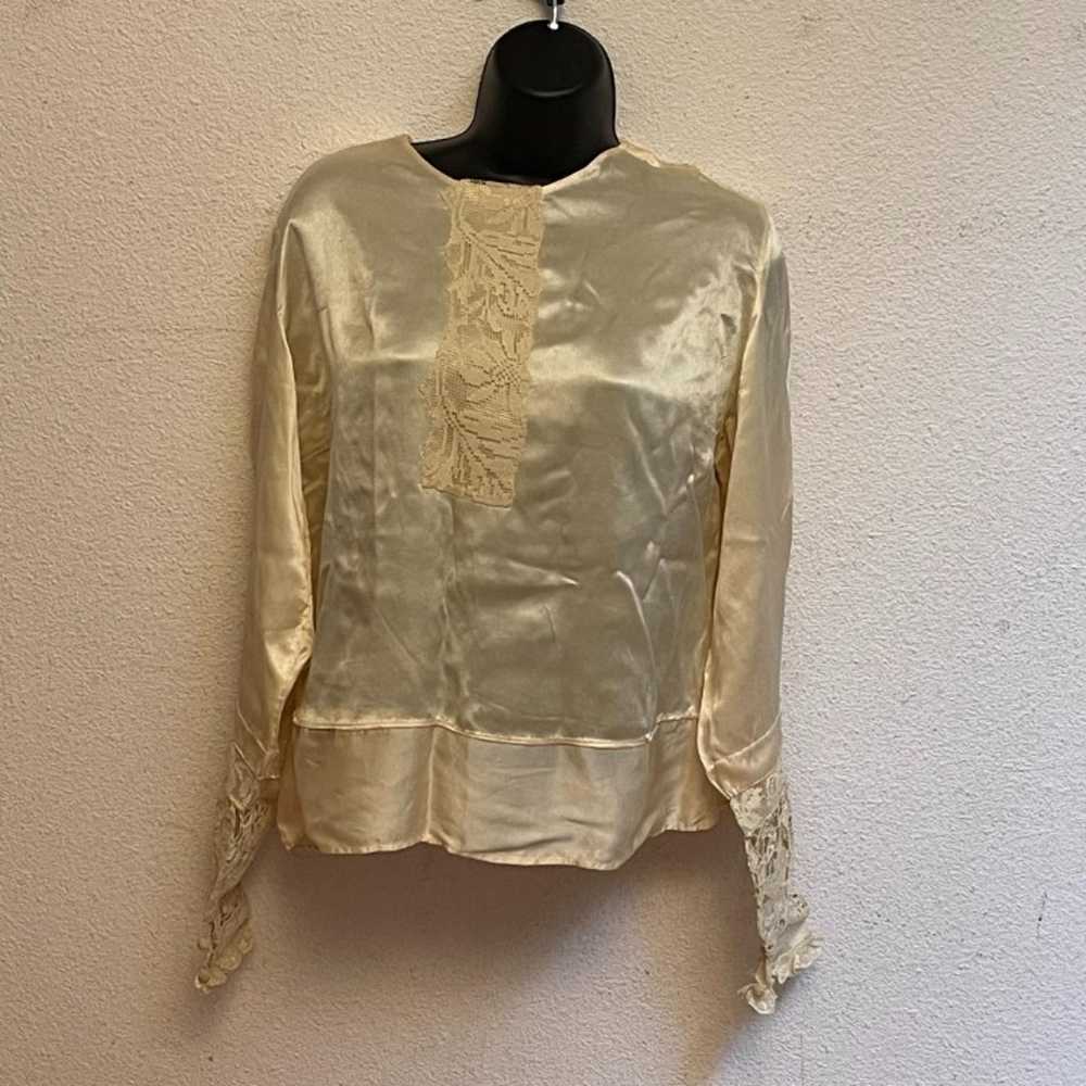 Antique Silk Lace Blouse Shirt Victorian - image 7